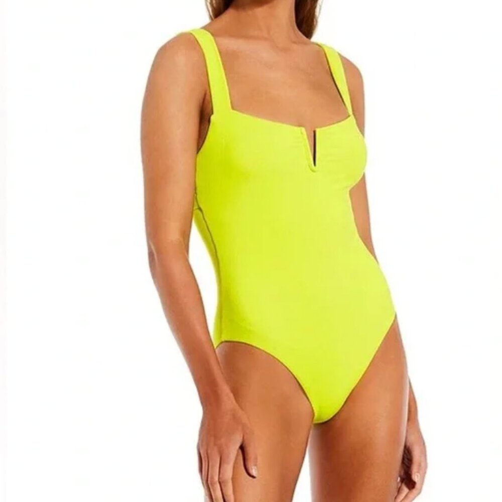 BNWT~ Kona Sol~ U-Wire Medium Coverage One Piece Swimsuit - Green/Yellow
